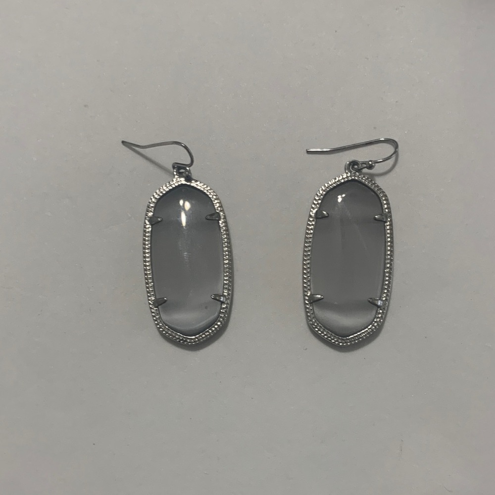 Kendra Scott Gray Silver Drop Earrings